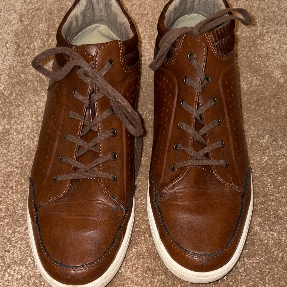 Men's Aldo Brown Leather Sneakers size 11 - Picture 2 of 6